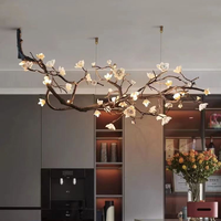 TOGETHER Suspension Fleur LED Design Naturel Inspiré, Lustre Branche pour Décoration Intérieure Villa Appartement Salon