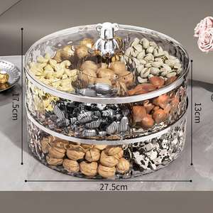 Kotak Penyimpanan Camilan Plastik Injeksi Kedap Udara Mewah <span class=keywords><strong>2</strong></span> Lapis untuk Buah Kering dan Kacang 27.5*27.5*13cm - Product Image 5