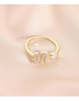 Mengjiqiuch — bague en Zircon, anneau avec lettre en or 90 et Zircon, vente en gros