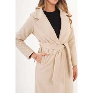 Abrigo de Cachemira con Cinturón y Revestimiento de Piedras, Teñido, Reversible, con Cuello de Piel de Zorro, Transpirable, Diseño Formal Estampado para Primavera Invierno, Tallas XS a XL - Product Image 1