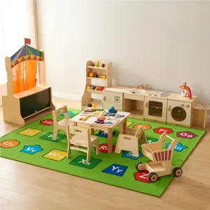 Ensemble de mobilier <span class=keywords><strong>d</strong></span>'école maternelle en plastique et bois pour enfants, <span class=keywords><strong>matériel</strong></span> de garderie Montessori, fournitures pour la maternelle et la crèche - Product Image 1