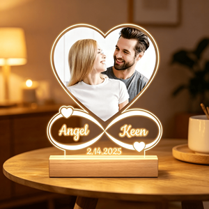 Lampe de nuit LED personnalisée en acrylique transparent imprimé UV avec photo DIY, lampe d'ambiance sur mesure avec base en bois, forme personnalisable pour chambre à coucher - Product Image 1
