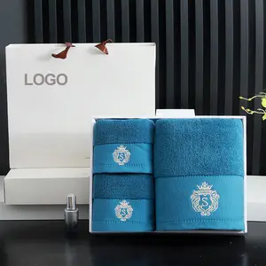 Luxury Hotel Gift Box Set High Color Fastness Quick-Dry Absorbent Egyptian Cotton Hand Bath Towel Custom Terry with Logo