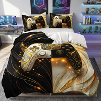 Parure de lit imprimée manette de jeu pour adolescents, motif gamer, en microfibre douce, toutes saisons, pour lits Queen et King