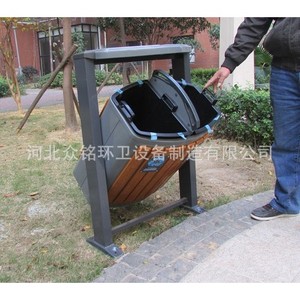 Outdoor Steel And Wood <b>Swing</b> Type Waste Bin 72*40*101 For Recycling In Parks And Streets - Product Image 3