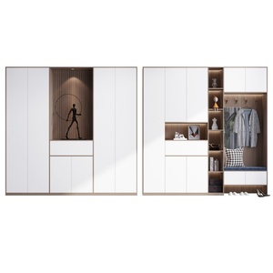 Wood Shoe Cabinet Set Modern Japandi Style Entryway Organizer Coat Hook Nook Cushioned Bench Freestanding Hallway <strong>Storage</strong> - Product Image 6