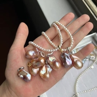 Wholesale Baroque Freshwater Pearl Pendant 14-15mm 3A Quality Multi-Color 925 Sterling Silver