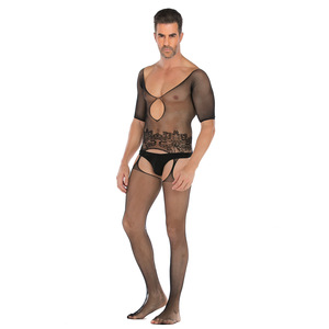 Western 2022 – Lingerie Sexy pour hommes, demi manches, chaussettes une pièce, body Sexy en maille, sous-vêtements Sexy pour hommes - Product Image 2