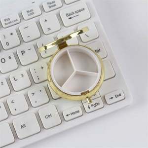 100 pièces prêtes à être expédiées, boîte à pilules ronde en métal à 3 compartiments, 3*2CM, argent/or/or rose - Product Image 1