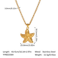 Collar con Colgante de Estrella de Mar en Acero Inoxidable Chapado en Oro de 18K, Serie Océano, Joyería de Verano 2026, Personalizado, Resistente al Agua, para Mujer