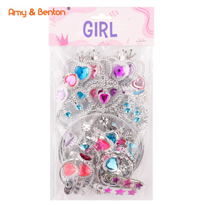 <span class=keywords><strong>Princesse</strong></span> semblant jouer bijoux habiller ensemble paillettes couronne boucle d'oreille anneau jouets pour filles Costume accessoires de fête - Product Image 2