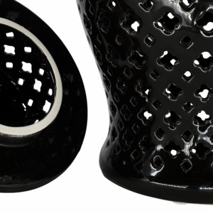 Vaso in ceramica moderno con motivo a trifoglio intagliato per soggiorno, decorazione per la casa, accessorio da tavolo - Product Image 4