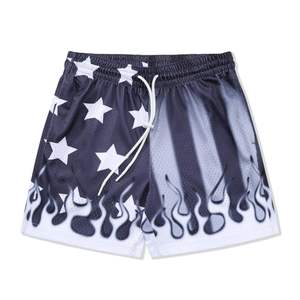 Flame Graphic <b>Print</b> <b>Mesh</b> Athletic Shorts for Running Basketball Casual Workout-Sport Style Gym Sweatpants - Product Image 1