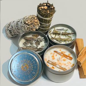 Bougie d'aromathérapie artisanale sans fumée en cire <span class=keywords><strong>de</strong></span> soja pour <span class=keywords><strong>sauge</strong></span> <span class=keywords><strong>blanche</strong></span>, bois <span class=keywords><strong>de</strong></span> cèdre, bois sacré péruvien - Product Image 2