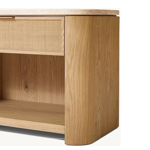 Buffet rétro en bois massif, petit salon, armoire de rangement en rotin simple, armoire de rangement domestique, table de chevet de chambre à coucher - Product Image 5