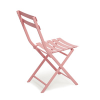 Chaise de bistrot pliante en métal pour l'extérieur, chaise de jardin rose à lattes, chaise de café portable en fer pour patio, balcon et usage intérieur