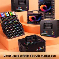 Marqueur liquide acrylique noir non effaçable à pointe souple pour étudiants, idéal pour la peinture artistique et l'aquarelle, modèle 2508