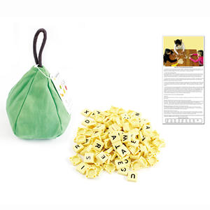 Papan Puzzle Desktop anak-anak, permainan belajar bahasa Inggris 144 buah Scrabbles plastik cerdas papan ubin, kata mengeja - Product Image 2