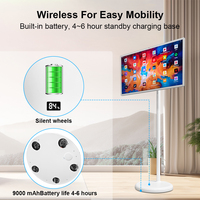 Soporte de TV Móvil de 32 Pulgadas, Soporte de Piso para Fiestas, Educación, Deportes, Sistema Android, Vidrio Blanco, Aluminio