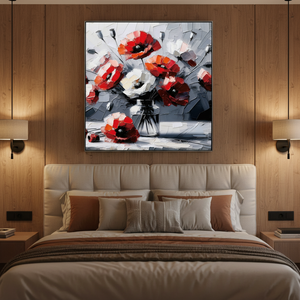 Pintura <span class=keywords><strong>al</strong></span> Óleo Texturizada <span class=keywords><strong>de</strong></span> Ramo <span class=keywords><strong>de</strong></span> <span class=keywords><strong>Amapolas</strong></span>, Arte Floral Impasto, Flores <span class=keywords><strong>Rojas</strong></span> y Blancas, Arte <span class=keywords><strong>de</strong></span> Pared en Lienzo, Hecho a Mano, Tamaño Personalizado - Product Image 1