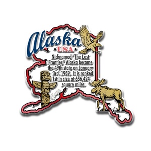 Op maat gemaakte, bedrukte, gestanste toeristische souvenir koelkastmagneten, vintage Alaska staatsrubbermagneet, VS - Product Image 5
