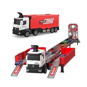 Camion transporteur <span class=keywords><strong>piste</strong></span> de course jouets conteneur de stockage pliable camion déformation <span class=keywords><strong>piste</strong></span> de course éjection voiture ensemble avec des sons de musique légers - Product Image 1