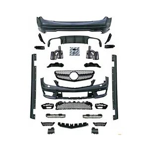 Aksesori Kit badan mobil Facelift modifikasi jala panggang Bumper depan untuk mercedes-benz C Class W204 2011-2014 Upgrade ke C63