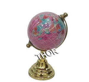 Escritorio náutico Acero Polaco Base de alumbre Mundo Globo Político Educativo Diámetro laminado Globo Decoración para el hogar Geografía - Product Image 1