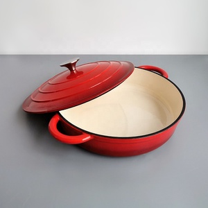 Poêle à rôtir <span class=keywords><strong>en</strong></span> céramique émaillée, Casserole peu profonde ronde <span class=keywords><strong>en</strong></span> <span class=keywords><strong>fonte</strong></span> avec couvercle - Product Image 4