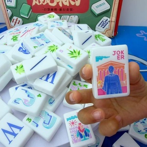 Casino Gambling Gift American White Acrylic 160 Pieces Landmark Luxury Foldable Portable Eco-Friendly <b>Mahjong</b> <b>Set</b> - Product Image 2