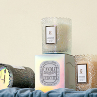 Ins <strong>Best</strong> <strong>Selling</strong> Fashion Embossed Glass Cup Jar Romantic Home Decor Ornament Gift Box Custom 200g 7oz Soybean Wax Scented Candle