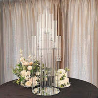 Nouveau Porte-Bougie de Mariage en Cristal 3/5/8/9 Bras Support de Mariage Bougeoir en Verre Transparent pour Centre de Table de Mariage Décoration de Table