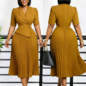 Robe de bureau d'été <span class=keywords><strong>J4</strong></span> Fashion pour femmes, robe élégante décontractée à manches courtes, col tailleur, robes de travail pour femmes, robes maxi africaines pour femmes - Product Image 3