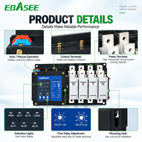 EBASEE 125A Commutateur de transfert automatique 4 pôles Classe PC 2P 3P 4P 16A-1600A ATS Commutateur de commutation automatique double alimentation
