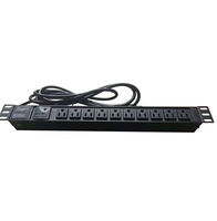 Bloc d'alimentation multiprise (PDU) haute densité de type US 10 voies NEMA 5-15R avec protection contre les surtensions (SPD) et cordon d'alimentation long pour armoire de serveur