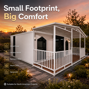Casa Contenedor Moderna Prefabricada, Mini Casa con Porche, Diseño Rectangular, para Casa de Huéspedes, Alquiler Vacacional, Oficina en el Patio Trasero - Product Image 1