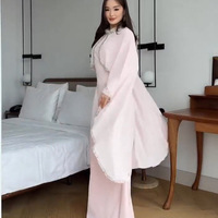 Robe Abaya Maxi Deux Pièces Rose Ornée de Diamants, Style Cape, pour Femmes Musulmanes, Coupe Ample et Modeste, Robe de Soirée Fluide de Luxe, Vente en Gros