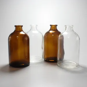 Pharmaceutical Glass Bottles Manufacturer 10ml 20ml 30ml 50ml 100ml Pharmaceutical Moulded Glass Bottles For Injection With Flip Cap Rubber Stopper