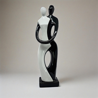 Figurine humaine abstraite en céramique noire et blanche, ornement de bureau, décoration moderne pour le salon et la maison