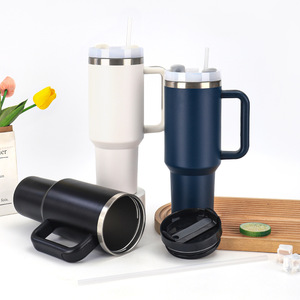 Vaso <span class=keywords><strong>de</strong></span> acero inoxidable para coche <span class=keywords><strong>de</strong></span> <span class=keywords><strong>camping</strong></span> al aire libre <span class=keywords><strong>de</strong></span> 40oz con asa y taza <span class=keywords><strong>de</strong></span> viaje aislada con pajita para bebidas frías y calientes para uso en coche - Product Image 4