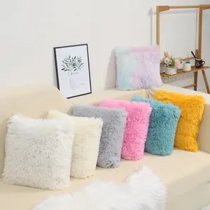 2 Sides Faux Fur Pillow Cover Decorative Fluffy Throw Pillow Soft Fuzzy Pillow Case Cushion Cover For Bedroom/Couch 16x16