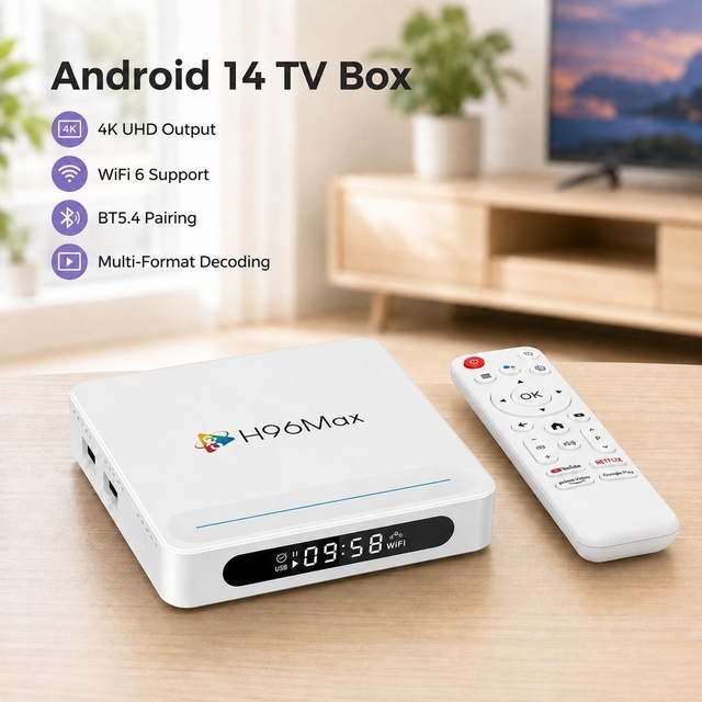 H96 Max Android 14 TV Box Quad Core H618 4GB 128GB 4K Ultra HD WiFi 6 BT5.4 Streaming Media Player
