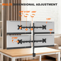 Khcoohoo Quad-Monitorhalterung Schwarz Stangenmontage Multifunktional 8kg Tragfähigkeit 13"-27" Bildschirmgröße 45° Neigung