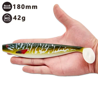 Leurre de pêche souple en PVC de 180 mm 42 g, queue de pagaie, leurre artificiel, appât nageur, rivière, basse, brochet, saumon, poisson-chat, morue, sans hameçons, leurre souple