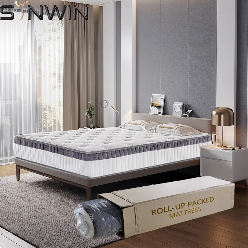 Mattress roll up in box Euro top firm custom factory wholesale pocket spring mattress