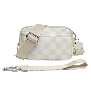 Sacs de ceinture tendance en nylon à carreaux avec blocage RFID, porte-cartes, sangle de poignet amovible, sacs de ceinture pour cartes de crédit - Product Image 3