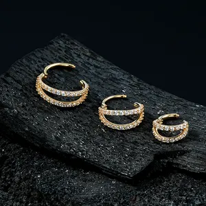 14k vàng rắn mở czs Bông tai Hoops mũi vòng xoắn cơ thể xuyên đồ trang sức