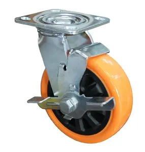 S-S PU On PP Caster Wheel Orange Castor Wheels 4 5 6 8 Inch