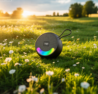 Altavoz Bluetooth Portátil Redondo ABS-1217 Personalizado de Fábrica, con Luces LED RGB, Correa, Sonido Estéreo con Bajos Profundos, Logotipo Personalizado OEM ODM, para Fiestas y Uso en Exteriores