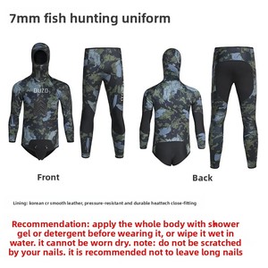7mm néoprène deux pièces Camouflage combinaison résistant au froid chaud épaissi CR combinaison de plongée pour la chasse sous-marine chasse hiver Sport nautique - Product Image 6